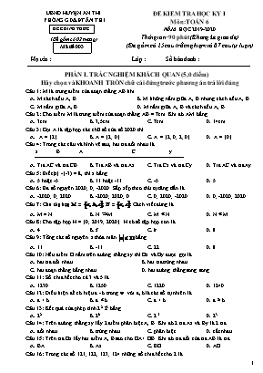 Đề kiểm tra học kỳ I môn Toán Lớp 6 - Mã đề 003 - Năm học 2019-2020 - Phòng GD và ĐT Ân Thi